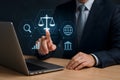 Lawyer Using Digital Interface for Policy Management Royalty Free Stock Photo