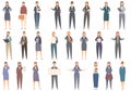 Lawyer woman icons set cartoon . Female character