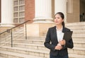 Lawyer woman standing in front of the court Royalty Free Stock Photo