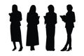 Lawyer women with anonymous faces. Female counselor wearing suits silhouette bundle. Girl lawyer model standing silhouette