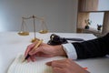 Lawyer working on a documents