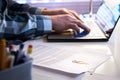 Lawyer working in office late at night. Royalty Free Stock Photo