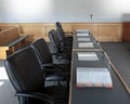Lawyers bench in courtroom Royalty Free Stock Photo