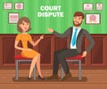 Lawyers Court Dispute Flat Vector Banner Template