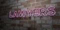 LAWYERS - Glowing Neon Sign on stonework wall - 3D rendered royalty free stock illustration