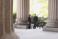 Lawyers Talking Outside Courthouse Royalty Free Stock Photo