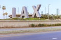 LAX letters in front of Los Angeles International Airport, USA Royalty Free Stock Photo