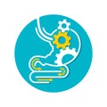 Laxative icon - stomach associated with gears