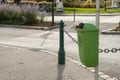 View of public garbage bin or trash container for Clean Streets in Laxenburg