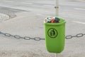 View of public garbage bin or trash container for Clean Streets in Laxenburg