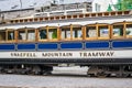 Laxey, Isle of Man, June 15, 2019. The Snaefell Mountain Railway is an electric mountain railway on the Isle of Man