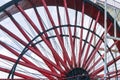 The Laxey Wheel also known as Lady Isabella is built into the hillside above the village of Laxey in the Isle of Man. It is the Royalty Free Stock Photo