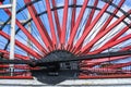 The Laxey Wheel also known as Lady Isabella is built into the hillside above the village of Laxey in the Isle of Man. It is the Royalty Free Stock Photo