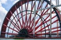 The Laxey Wheel also known as Lady Isabella is built into the hillside above the village of Laxey in the Isle of Man. It is the Royalty Free Stock Photo