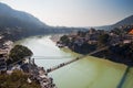 Laxman Jhula bridge over Ganges river Royalty Free Stock Photo