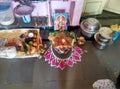 Laxmi puja of indian house holed