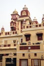 Laxminarayan Temple or the Birla Mandir in New Delhi with the signs of the swastika on the front, filmed in India in October 2009 Royalty Free Stock Photo