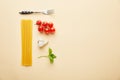 Lay with delicious spaghetti with tomato Royalty Free Stock Photo