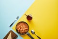 Lay with delicious spaghetti with tomato Royalty Free Stock Photo