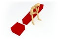 Lay Figure Sitting on Red Exclamation Mark Royalty Free Stock Photo