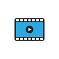 Play video icon vector. Movie icon vector illustration. Video icon in flat style vector. Royalty Free Stock Photo