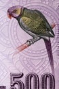 Layard`s parakeet a portrait from Sri Lankan money