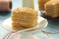 Layer cake from puff pastry with custard cream
