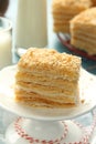 Layer cake from puff pastry with custard cream