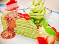 A layer crape cake Green tea Royalty Free Stock Photo