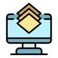 Layer editor computer icon color outline vector Royalty Free Stock Photo