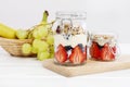 Layer fruit dessert in glass container Royalty Free Stock Photo
