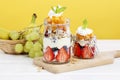 Layer fruit dessert in glass container Royalty Free Stock Photo