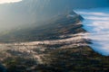 Layer of Mist Over the Mountains and in a village Royalty Free Stock Photo