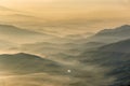 Layer of mountains and mist at sunset time, Landscape at Doi Luang Chiang Dao, High mountain in Chiang Mai Province, Thailand