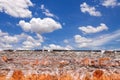 Layer of soil beneath the asphalt road with blue sky