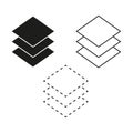 Layer stack icons. Paper sheet pile. Database level vector. Software surface group. Royalty Free Stock Photo