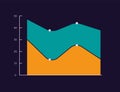 Layered area infographic chart design template for dark theme