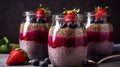 Layered berry and chia seeds smoothies