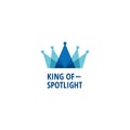 Layered Blue King Crown With Spotlight Logo Sign Symbol Icon