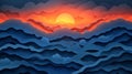Layered Blue And Orange Sunset Over Mountains Royalty Free Stock Photo