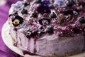 Layered cake with blueberries and lilac Royalty Free Stock Photo