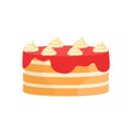 Layered Cake With Strawberry Syrup Decorated Big Special Occasion Party Dessert For Wedding Or Birthday Celebration