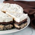 Layered chocolate and coffee ice cream pie, ready for serving. Royalty Free Stock Photo