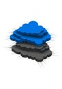 Layered cloud icons in shades of blue and gray depict cloud Royalty Free Stock Photo