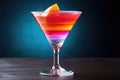 layered cocktail in a glass with gradient colors