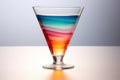 layered cocktail in a glass with gradient colors