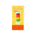 Layered colorful alcoholic cocktail banner, summer drink, cocktail party celebration flyer, invitation or card vector