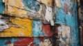 Layered Colorful Torn Posters on Urban Wall - AI Generated