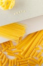 Layered composition with different types of pasta