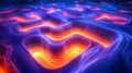 Layered 2d electron gas forming quantized plateaus in swirling neon fields capturing fractional quantum hall phenomenon Royalty Free Stock Photo